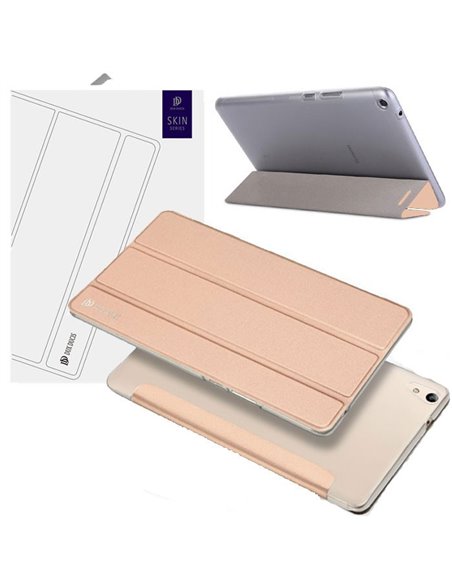 CUSTODIA per HUAWEI MEDIAPAD T3 (8') - FLIP ORIZZONTALE SIMILPELLE CON STAND E PARTE POSTERIORE TRASPARENTE COLORE ROSA ORO