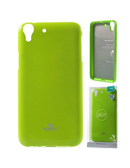 CUSTODIA per HUAWEI Y6 II, HONOR 5A IN GEL TPU SILICONE COLORE VERDE LUCIDO CON GLITTER ALTA QUALITA' MERCURY BLISTER