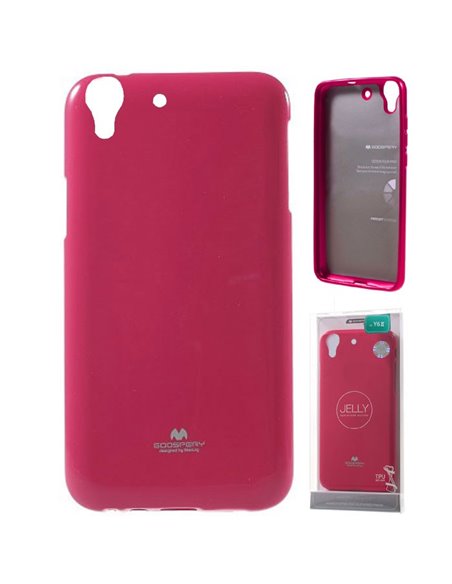 CUSTODIA per HUAWEI Y6 II, HONOR 5A IN GEL TPU SILICONE COLORE FUCSIA LUCIDO CON GLITTER ALTA QUALITA' MERCURY BLISTER