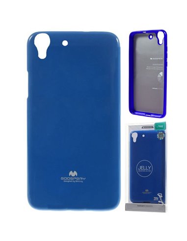 CUSTODIA per HUAWEI Y6 II, HONOR 5A IN GEL TPU SILICONE COLORE BLU LUCIDO CON GLITTER ALTA QUALITA' MERCURY BLISTER