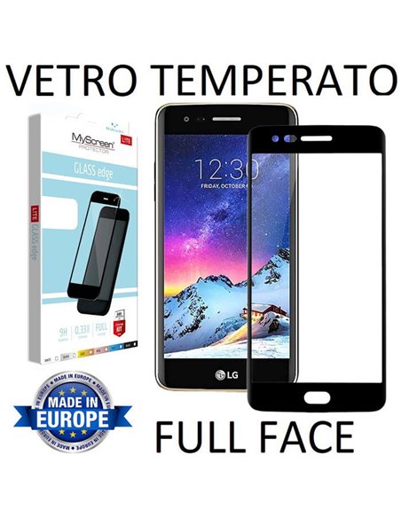 PELLICOLA per LG K8 (2017), X300, M200N IN VETRO TEMPERATO FULL FACE 9H 0,33mm CON CORNICE COLORE NERO MYSCREEN LITE BLISTER