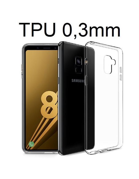 CUSTODIA per SAMSUNG GALAXY A8 (SM-A530), GALAXY A5 2018 IN GEL TPU SILICONE ULTRA SLIM 0,3mm TRASPARENTE