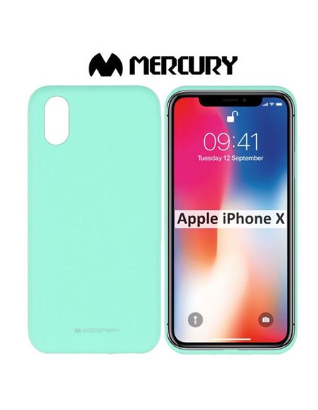 CUSTODIA per APPLE IPHONE X, IPHONE XS (5.8') IN GEL TPU SILICONE COLORE VERDE ACQUA ALTA QUALITA' MERCURY SOFT BLISTER