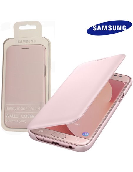 CUSTODIA per SAMSUNG SM-J530 GALAXY J5 (2017) - WALLET COVER ORIGINALE COLORE ROSA EF-WJ530CPEGWW BLISTER