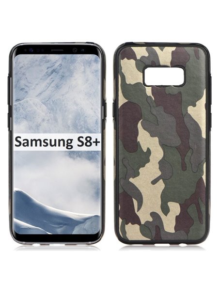 CUSTODIA per SAMSUNG SM-G955 GALAXY S8 PLUS IN GEL TPU SILICONE CON FANTASIA MILITARE COLORE VERDE