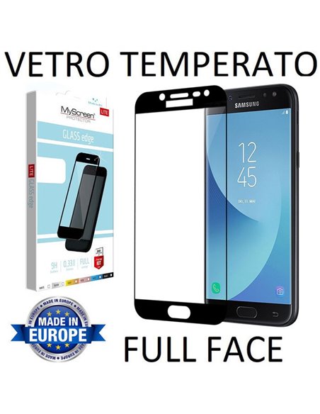 PELLICOLA per SAMSUNG SM-J530 GALAXY J5 (2017) IN VETRO TEMPERATO FULL FACE 9H 0,33mm CON CORNICE COLORE NERO MYSCREEN LITE