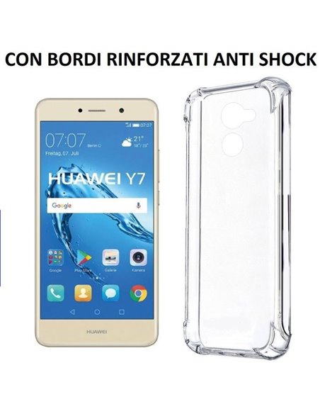 CUSTODIA per per HUAWEI NOVA LITE PLUS, Y7, Y7 PRIME IN GEL TPU SILICONE TRASPARENTE SLIM 0,5mm CON BORDI RINFORZATI ANTI SHOCK