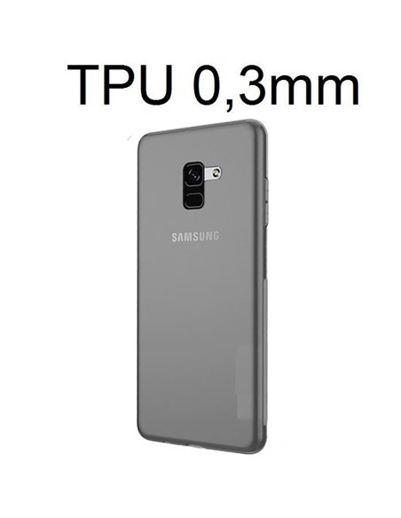 CUSTODIA per SAMSUNG GALAXY A8 (SM-A530), GALAXY A5 2018 IN GEL TPU SILICONE ULTRA SLIM 0,3mm COLORE NERO TRASPARENTE