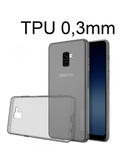 CUSTODIA per SAMSUNG GALAXY A8 PLUS (SM-A730) IN GEL TPU SILICONE ULTRA SLIM 0,3mm COLORE NERO TRASPARENTE