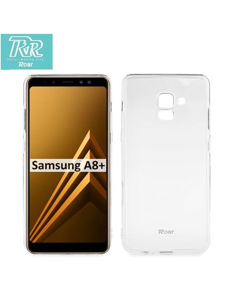 CUSTODIA per SAMSUNG GALAXY A8 PLUS (SM-A730) IN GEL TPU SILICONE TRASPARENTE ALTA QUALITA' ROAR COLORFUL