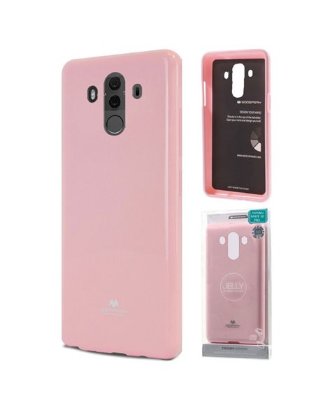 CUSTODIA per HUAWEI MATE 10 PRO IN GEL TPU SILICONE COLORE ROSA LUCIDO CON GLITTER ALTA QUALITA' MERCURY BLISTER