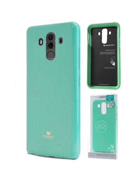 CUSTODIA per HUAWEI MATE 10 PRO IN GEL TPU SILICONE COLORE VERDE ACQUA LUCIDO CON GLITTER ALTA QUALITA' MERCURY BLISTER