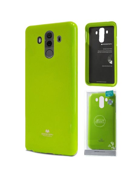 CUSTODIA per HUAWEI MATE 10 PRO IN GEL TPU SILICONE COLORE VERDE LUCIDO CON GLITTER ALTA QUALITA' MERCURY BLISTER