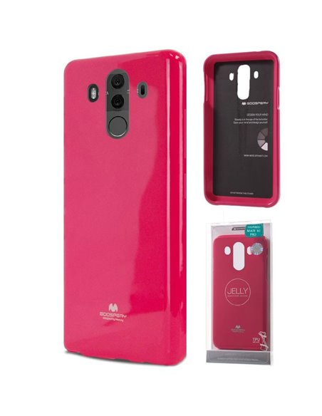 CUSTODIA per HUAWEI MATE 10 PRO IN GEL TPU SILICONE COLORE FUCSIA LUCIDO CON GLITTER ALTA QUALITA' MERCURY BLISTER