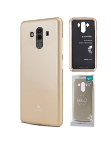 CUSTODIA per HUAWEI MATE 10 PRO IN GEL TPU SILICONE COLORE ORO LUCIDO CON GLITTER ALTA QUALITA' MERCURY BLISTER