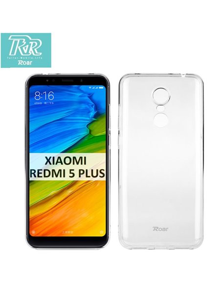 CUSTODIA per XIAOMI REDMI 5 PLUS (5.99') IN GEL TPU SILICONE TRASPARENTE ALTA QUALITA' ROAR COLORFUL BLISTER