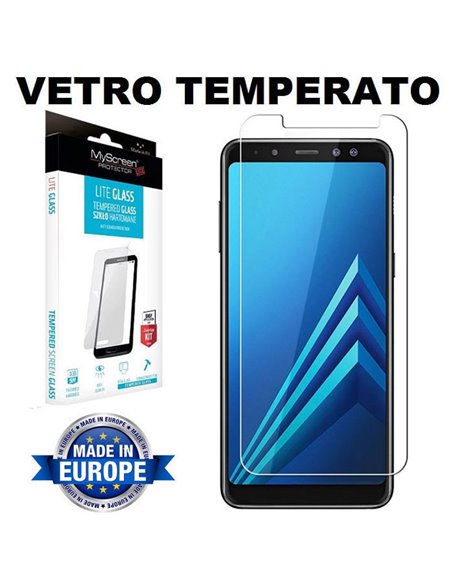 PELLICOLA per SAMSUNG GALAXY A8 (SM-A530), GALAXY A5 2018 - PROTEGGI DISPLAY IN VETRO TEMPERATO 9H 0,33mm MYSCREEN LITE BLISTER