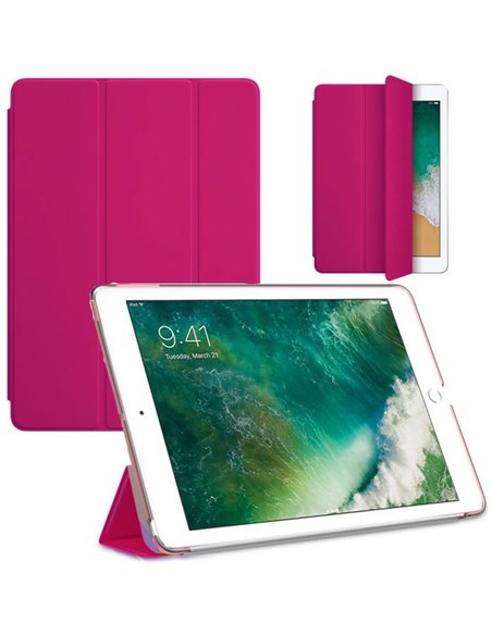 CUSTODIA per APPLE IPAD 2018, IPAD 2017 (9.7') FLIP ORIZZONTALE SIMILPELLE CON CHIUSURA MAGNETICA E STAND COLORE FUCSIA