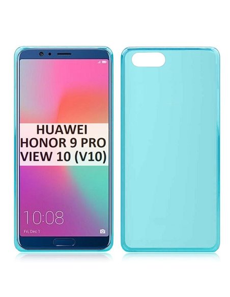 CUSTODIA per HUAWEI HONOR 9 PRO, HONOR VIEW 10,  HONOR V10 IN GEL TPU SILICONE COLORE AZZURRO TRASPARENTE