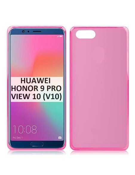 CUSTODIA per HUAWEI HONOR 9 PRO, HONOR VIEW 10,  HONOR V10 IN GEL TPU SILICONE COLORE ROSA TRASPARENTE