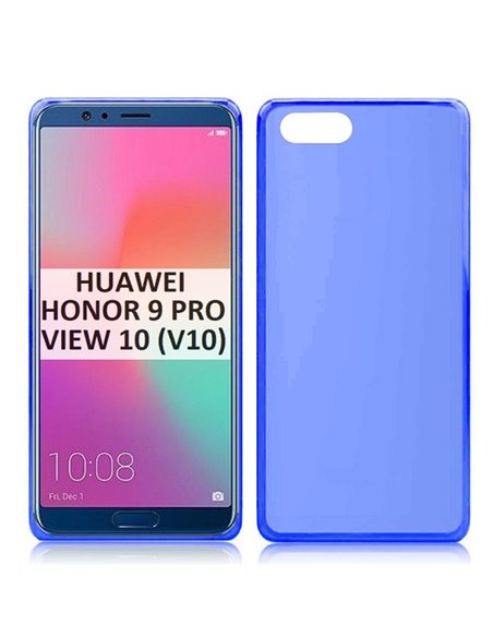 CUSTODIA per HUAWEI HONOR 9 PRO, HONOR VIEW 10,  HONOR V10 IN GEL TPU SILICONE COLORE BLU TRASPARENTE