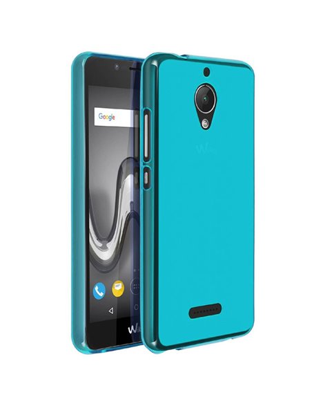 CUSTODIA per WIKO TOMMY 2 PLUS IN GEL TPU SILICONE COLORE AZZURRO TRASPARENTE