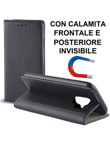 CUSTODIA per SAMSUNG GALAXY S9 (SM-G960) - FLIP ORIZZONTALE CON CHIUSURA MAGNETICA INVISIBILE ED INTERNO IN TPU COLORE NERO