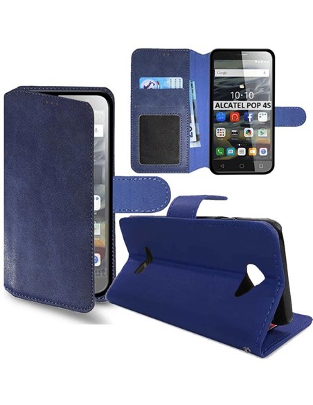 CUSTODIA per ALCATEL ONE TOUCH POP 4S, 5095 - 5.5' POLLICI - FLIP ORIZZONTALE SIMILPELLE CON INTERNO IN TPU SILICONE E STAND COL