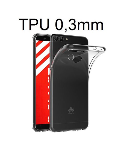 CUSTODIA per HUAWEI P SMART, ENJOY 7S IN GEL TPU SILICONE ULTRA SLIM 0,3mm TRASPARENTE