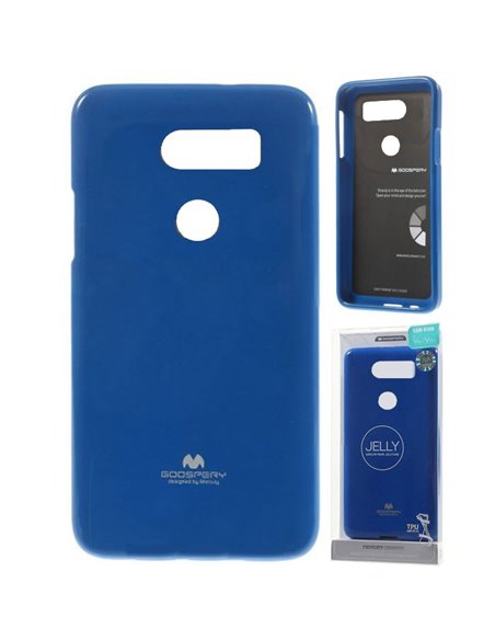 CUSTODIA per LG V30 (H930), V30+ (H930G), V30S THINQ IN GEL TPU SILICONE COLORE BLU LUCIDO CON GLITTER ALTA QUALITA' MERCURY BLI