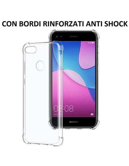 CUSTODIA per HUAWEI Y6 PRO 2017, P9 LITE MINI IN GEL TPU SILICONE TRASPARENTE SLIM 0,5mm CON BORDI RINFORZATI ANTI SHOCK