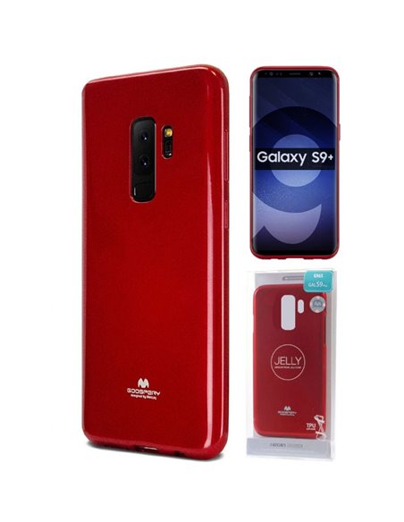 CUSTODIA per SAMSUNG GALAXY S9 PLUS (SM-G965) IN GEL TPU SILICONE COLORE ROSSO LUCIDO CON GLITTER ALTA QUALITA' MERCURY