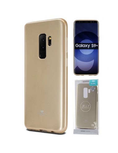 CUSTODIA per SAMSUNG GALAXY S9 PLUS (SM-G965) IN GEL TPU SILICONE COLORE ORO LUCIDO CON GLITTER ALTA QUALITA' MERCURY BLISTER