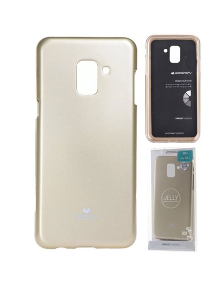 CUSTODIA per SAMSUNG GALAXY A8 (SM-A530), GALAXY A5 2018 IN GEL TPU SILICONE COLORE ORO LUCIDO CON GLITTER ALTA QUALITA'