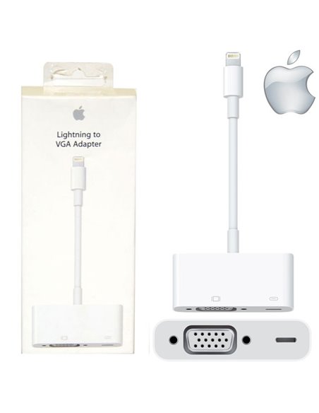 CAVO ADATTATORE VGA ORIGINALE MD825ZM/A per IPHONE XS, IPHONE XR - ALTA DEFINIZIONE FINO A 1080p BIANCO BLISTER SEGUE COMPATIBIL