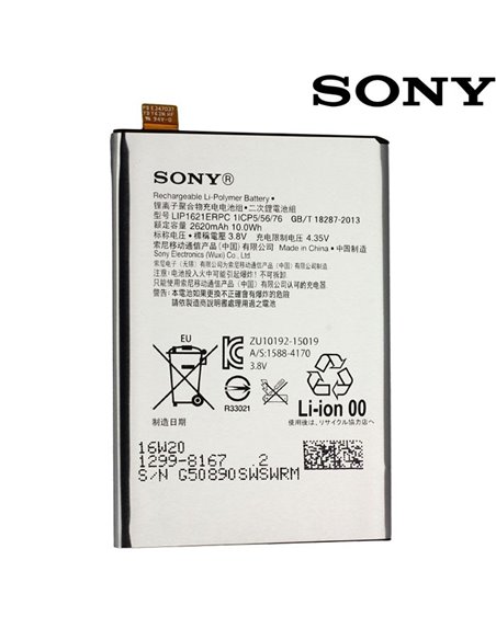 BATTERIA ORIGINALE per SONY XPERIA X (F5121), XPERIA X DUAL SIM (F5122) - 2620 mAh LI-ION LIP1621ERPC BULK