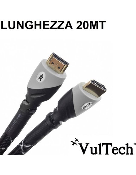 CAVO HDMI MASCHIO / HDMI MASCHIO VERSIONE 2.0 3D 4K 60HZ LUNGHEZZA 20 Mt. AA14320PRO VULTECH BLISTER