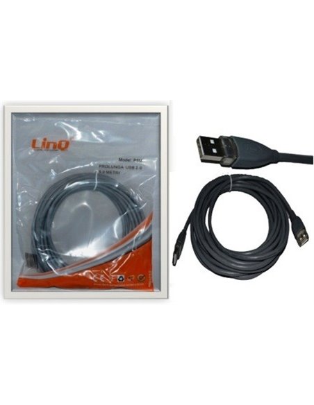 CAVO USB 2.0 PER STAMPANTE CONNETTORE TIPO A (MASCHIO) A TIPO B (MASCHIO) LUNGHEZZA 5 MT COLORE GRIGIO P5M LINQ