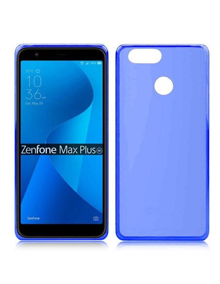 CUSTODIA per ASUS ZENFONE MAX PLUS M1 (ZB570TL) - 5.7' IN GEL TPU SILICONE COLORE BLU TRASPARENTE