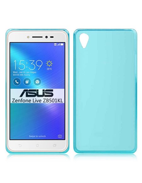 CUSTODIA per ASUS ZENFONE LIVE (ZB501KL) IN GEL TPU SILICONE COLORE AZZURRO TRASPARENTE