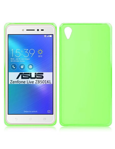 CUSTODIA per ASUS ZENFONE LIVE (ZB501KL) IN GEL TPU SILICONE COLORE VERDE TRASPARENTE