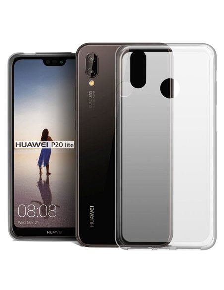 CUSTODIA per HUAWEI P20 LITE IN GEL TPU SILICONE COLORE BIANCO TRASPARENTE