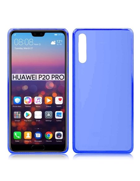 CUSTODIA per HUAWEI P20 PRO IN GEL TPU SILICONE COLORE BLU TRASPARENTE