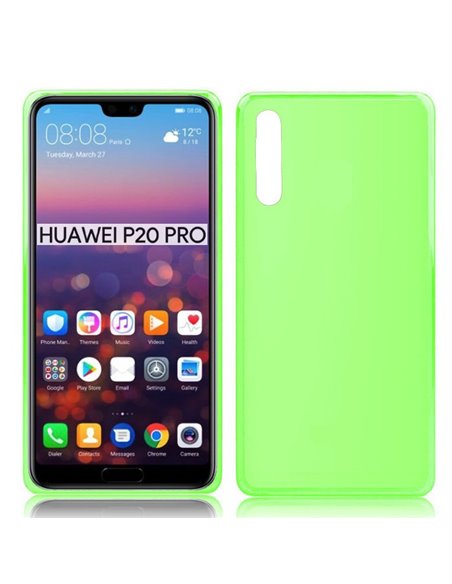 CUSTODIA per HUAWEI P20 PRO IN GEL TPU SILICONE COLORE VERDE TRASPARENTE