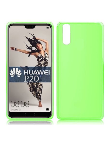 CUSTODIA per HUAWEI P20 IN GEL TPU SILICONE COLORE VERDE TRASPARENTE