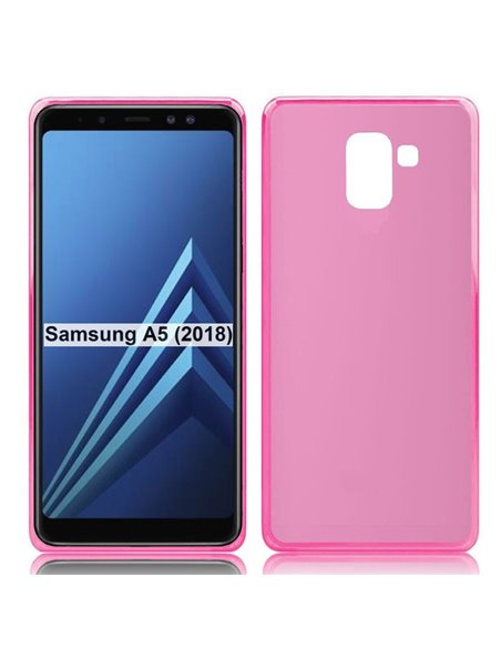 CUSTODIA per SAMSUNG GALAXY A8 (SM-A530), GALAXY A5 2018 IN GEL TPU SILICONE COLORE ROSA TRASPARENTE