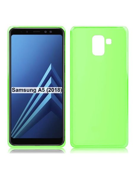 CUSTODIA per SAMSUNG GALAXY A8 (SM-A530), GALAXY A5 2018 IN GEL TPU SILICONE COLORE VERDE TRASPARENTE