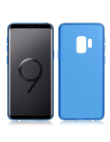 CUSTODIA per SAMSUNG GALAXY S9 (SM-G960) IN GEL TPU SILICONE COLORE BLU TRASPARENTE