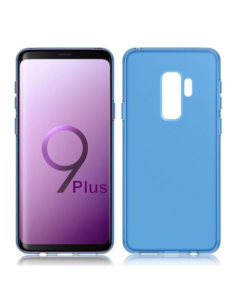 CUSTODIA per SAMSUNG GALAXY S9 PLUS (SM-G965) IN GEL TPU SILICONE COLORE BLU TRASPARENTE