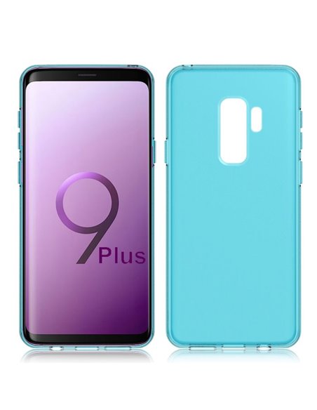 CUSTODIA per SAMSUNG GALAXY S9 PLUS (SM-G965) IN GEL TPU SILICONE COLORE AZZURRO TRASPARENTE